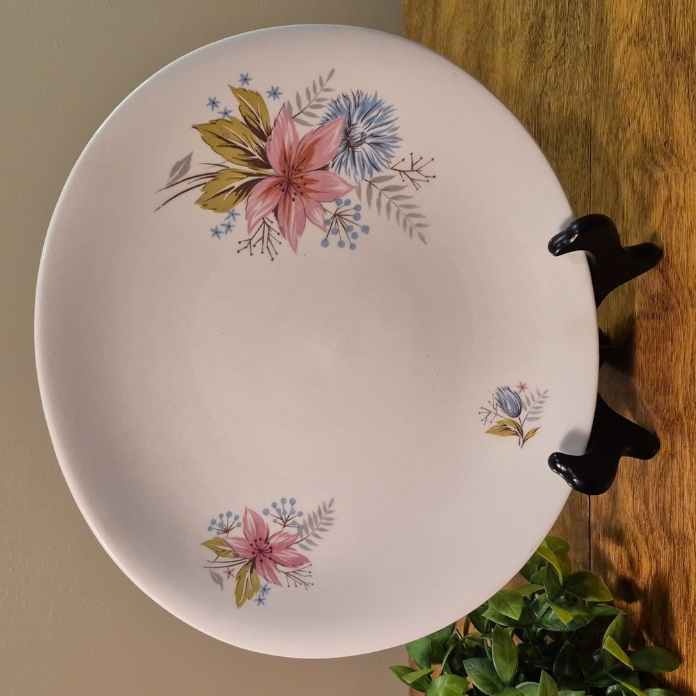 GRINDLEY 1960s Vintage Mid Century Modern Floral Ceramic Plate Platter